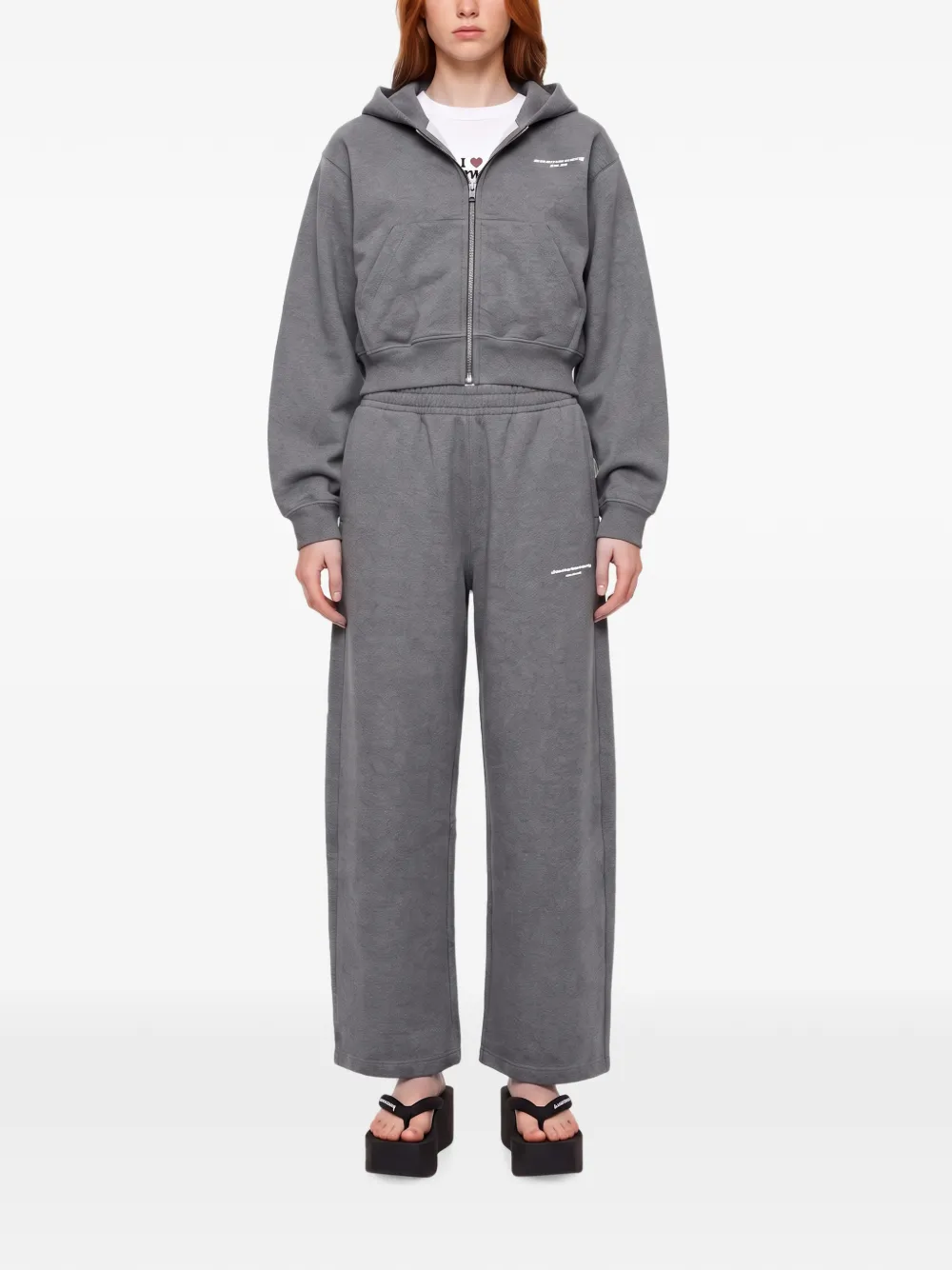 Alexander Wang Logo Print Mid-rise Relaxed Sweatpants in Grey, view 2