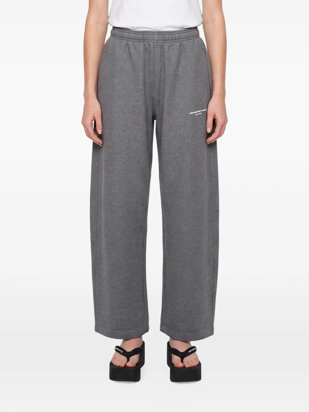 Alexander Wang Logo Print Mid-rise Relaxed Sweatpants in Grey, view 3