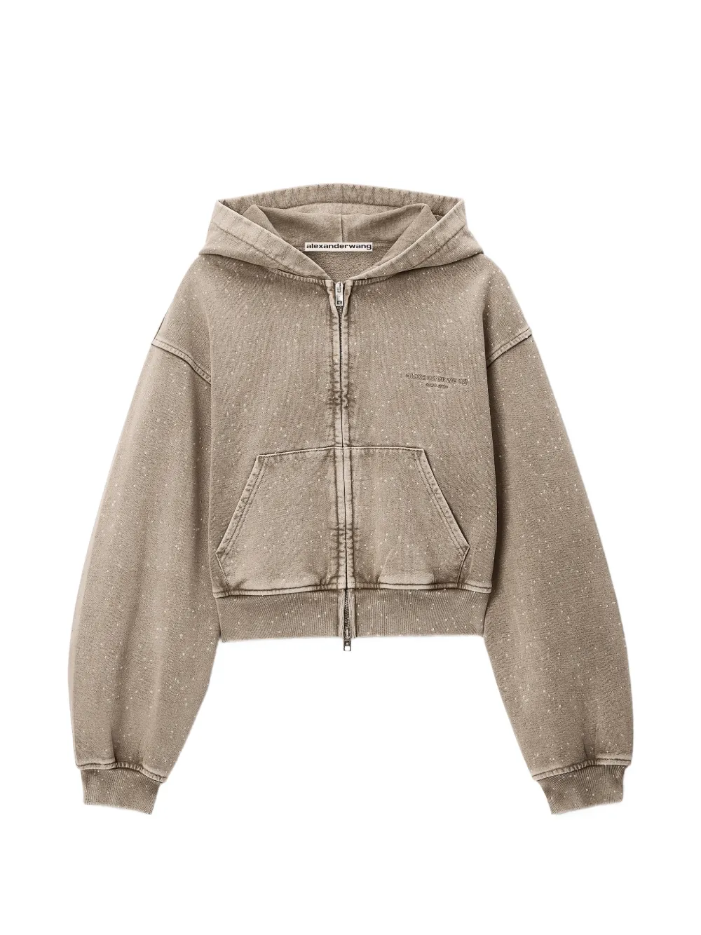 Alexander Wang zip-up hoodie w/ allover hotfix - Nude