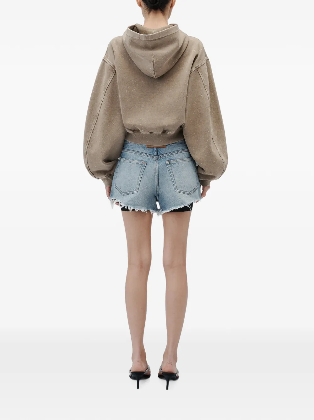 Alexander Wang Hoodie met rits en allover hotfix Beige