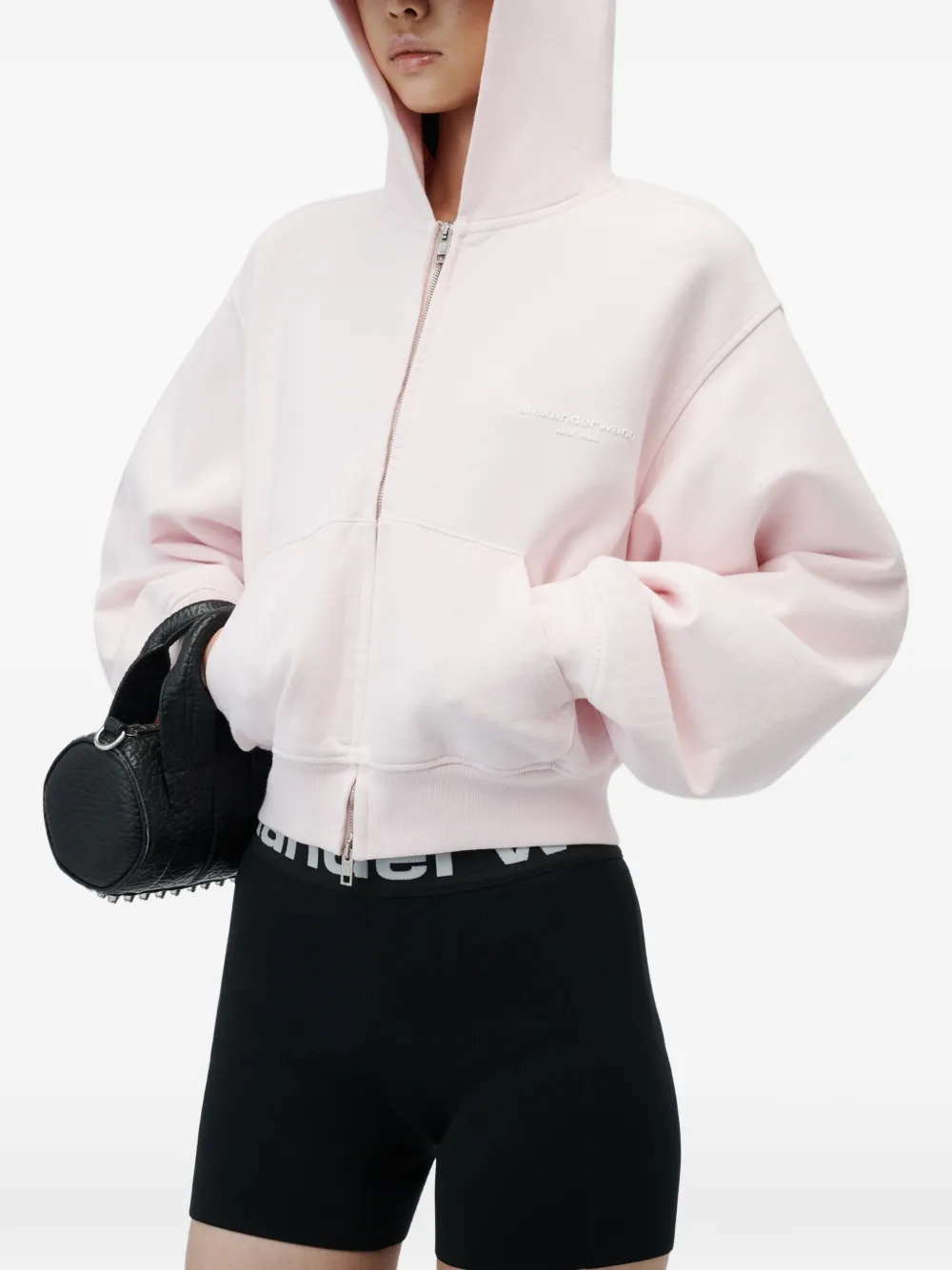 Alexander Wang Hoodie met rits en logo-print Roze