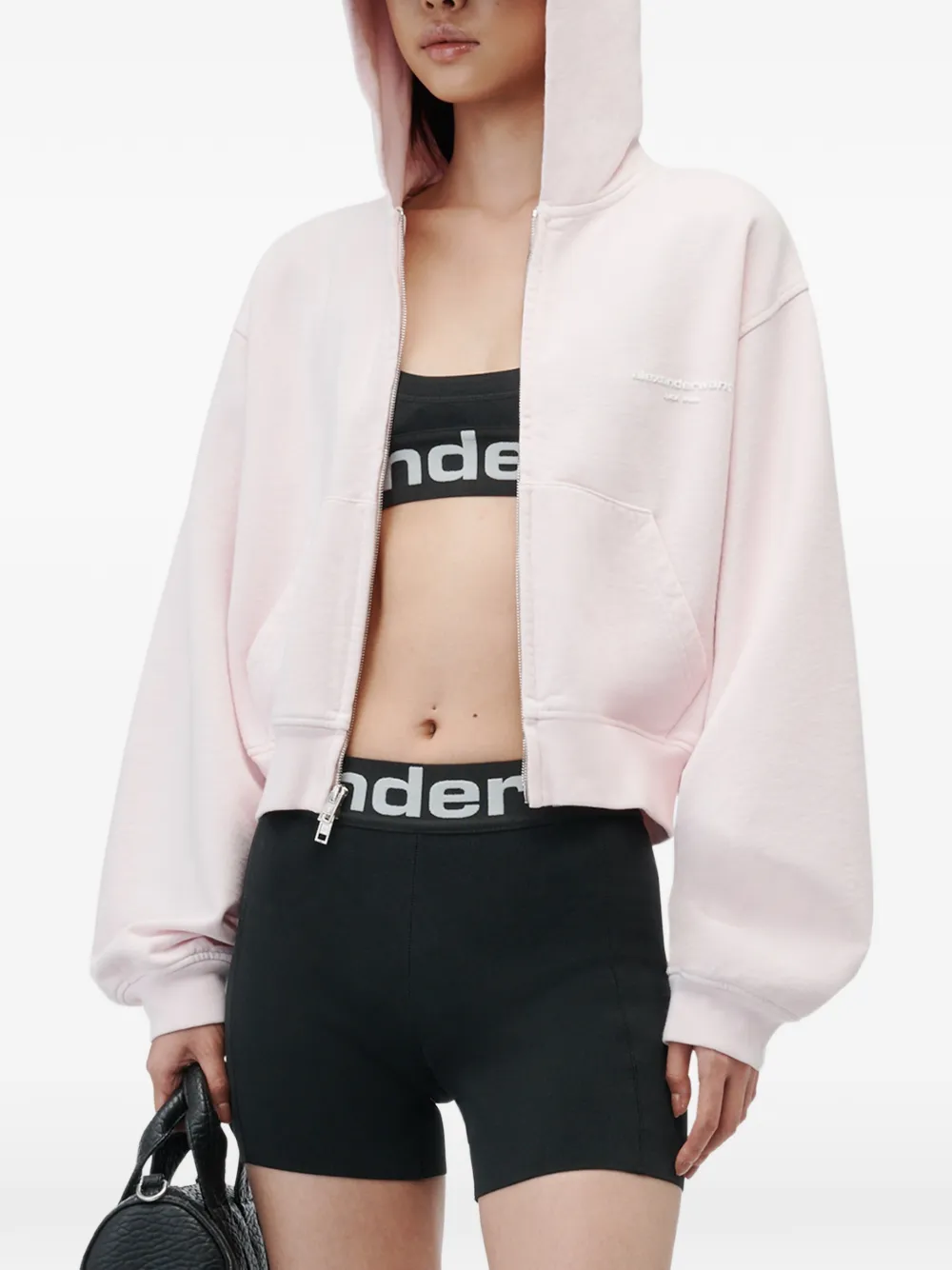 Alexander Wang Hoodie met rits en logo-print Roze