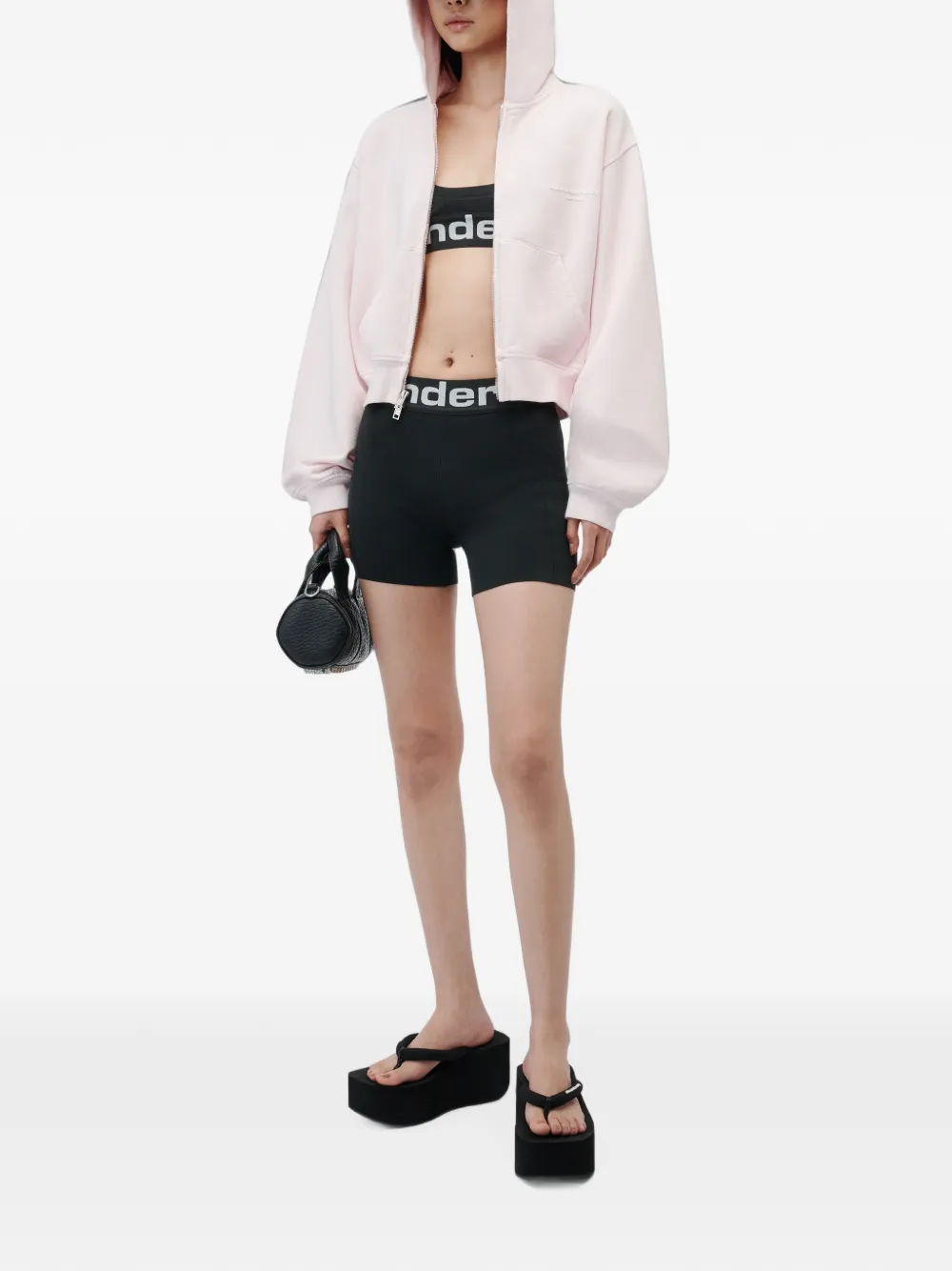 Alexander Wang Hoodie met rits en logo-print Roze