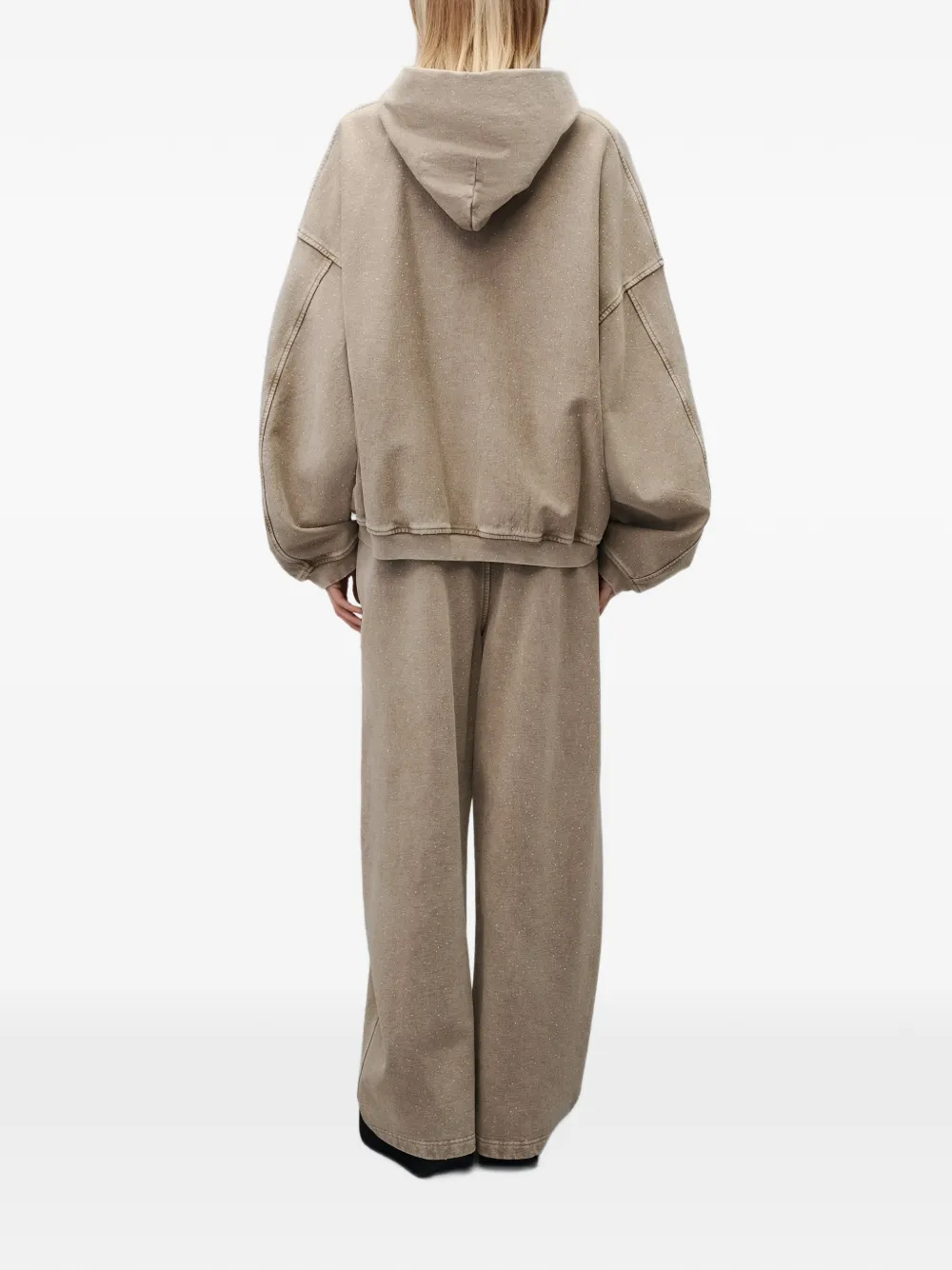 Alexander Wang Mid-waist oversized joggingbroek met allover hotfix Beige