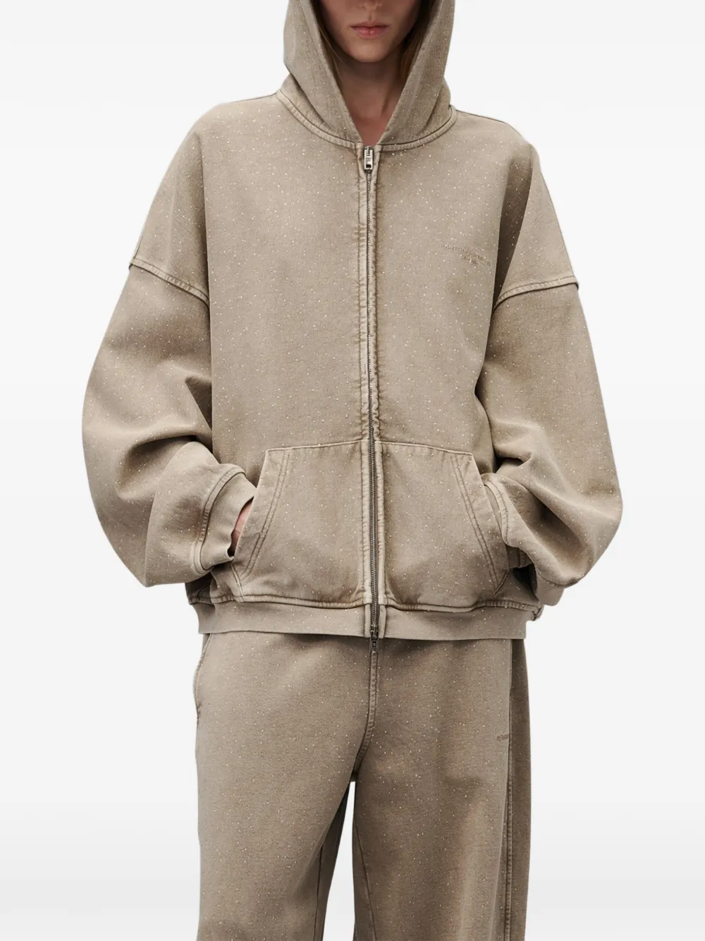 Alexander Wang Mid-waist oversized joggingbroek met allover hotfix Beige