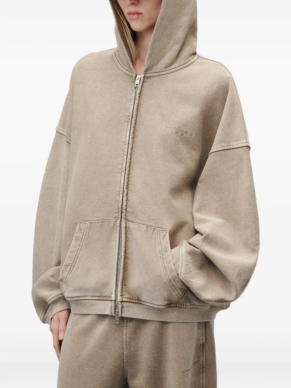 Alexander Wang Mid-waist oversized joggingbroek met allover hotfix Beige