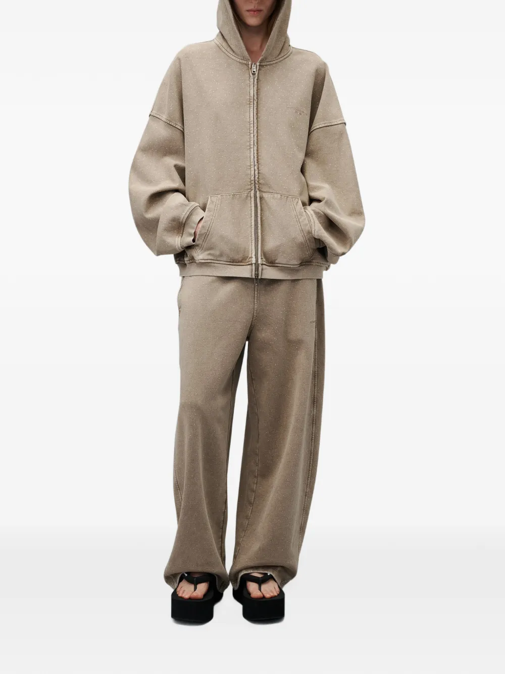 Alexander Wang Mid-waist oversized joggingbroek met allover hotfix Beige