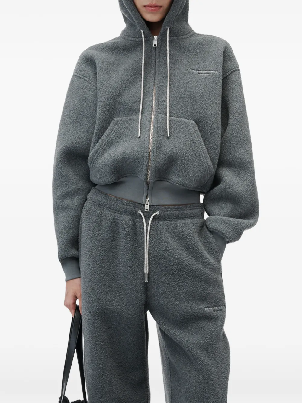 Alexander Wang Shrunken hoodie met rits Grijs