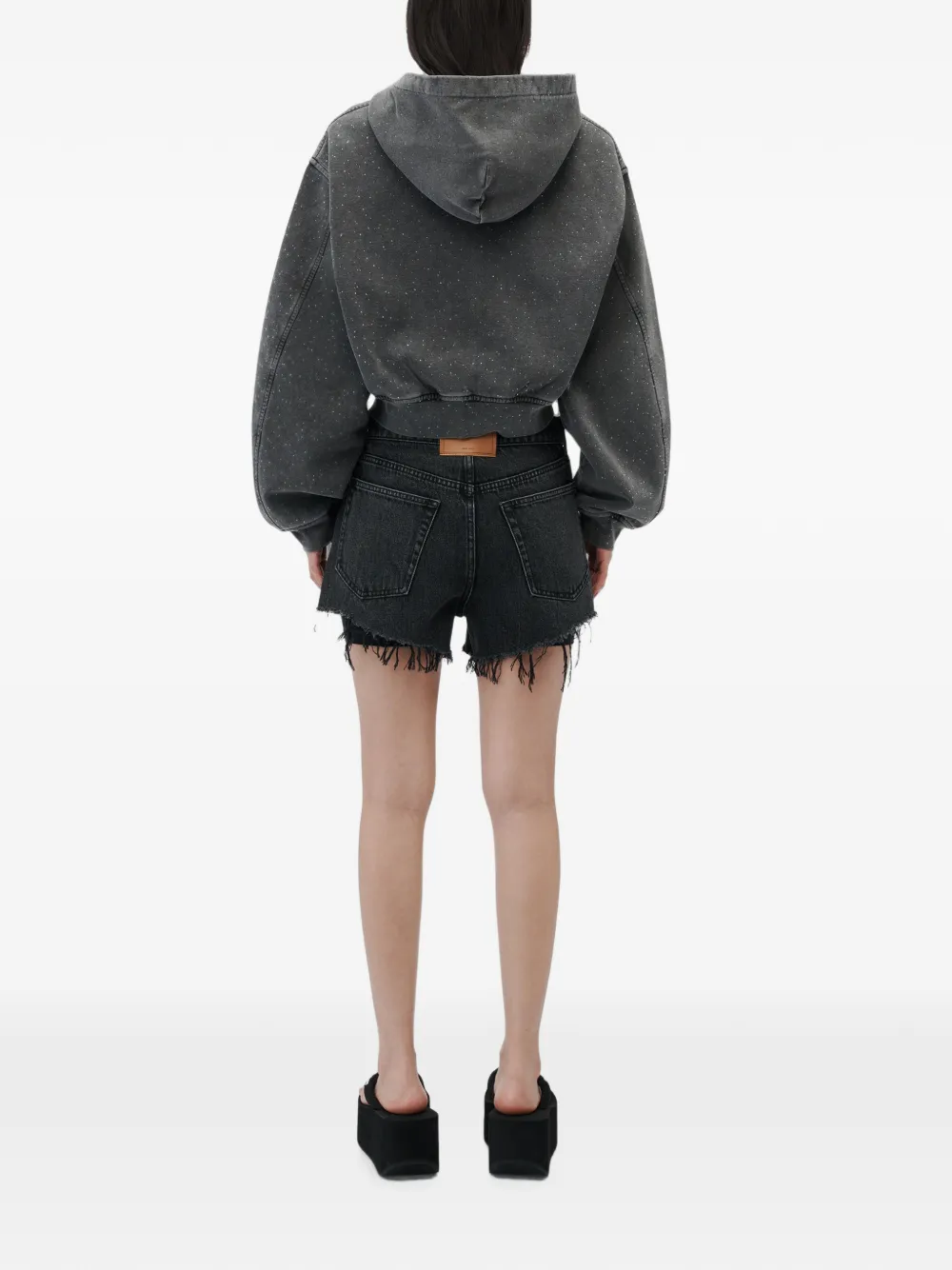 Alexander Wang Hoodie met rits en hotfix Grijs