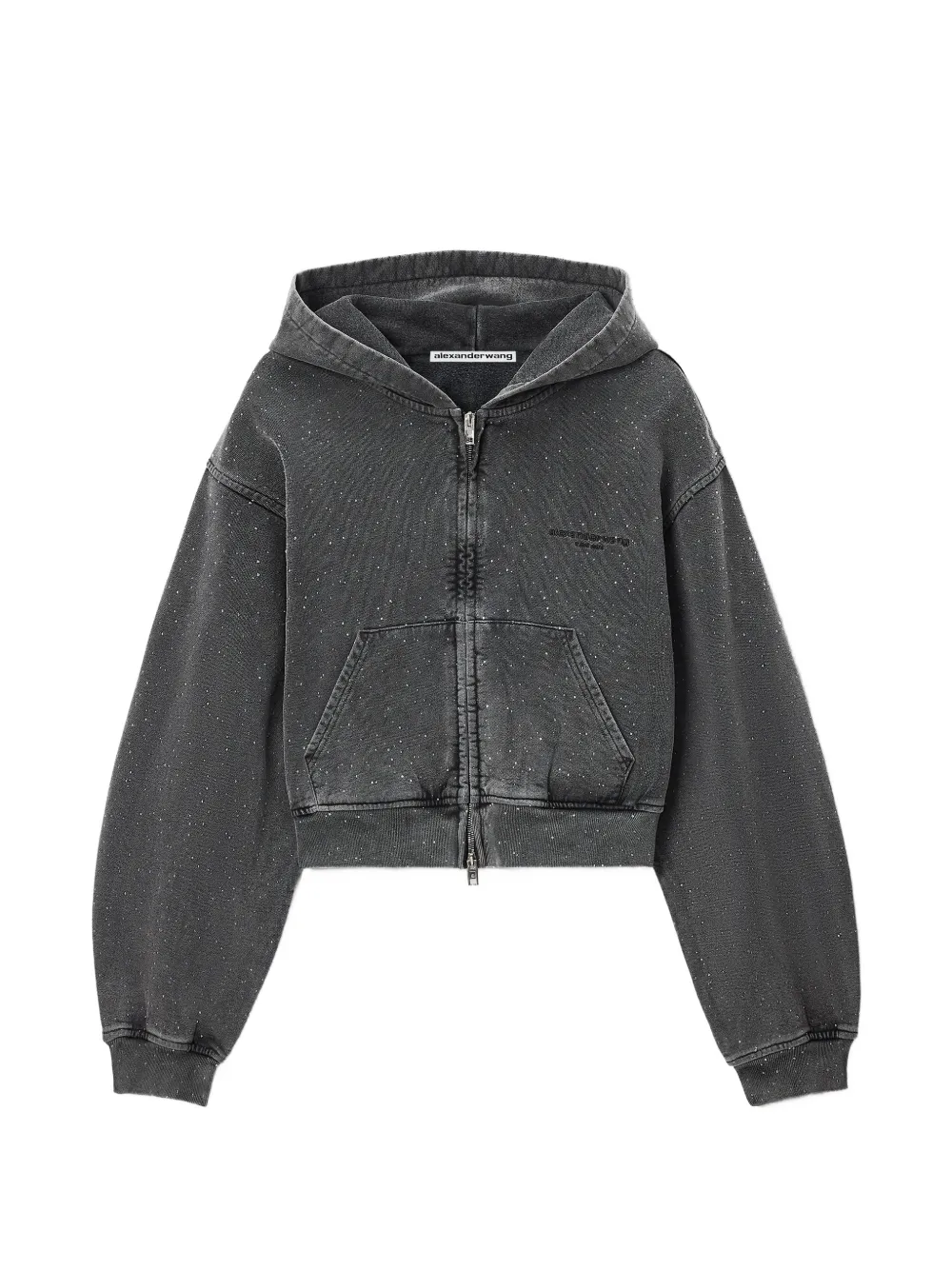Alexander Wang zip-up hoodie w/ all-over hotfix - Grau