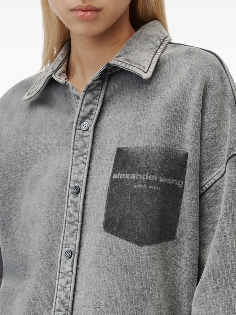 Alexander Wang Shirt met zak en knopen Grijs