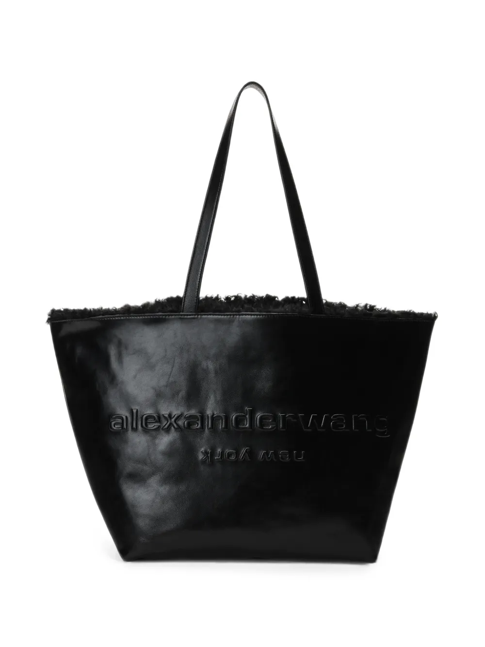 Alexander Wang Punch shearling-trim leather tote bag · OS