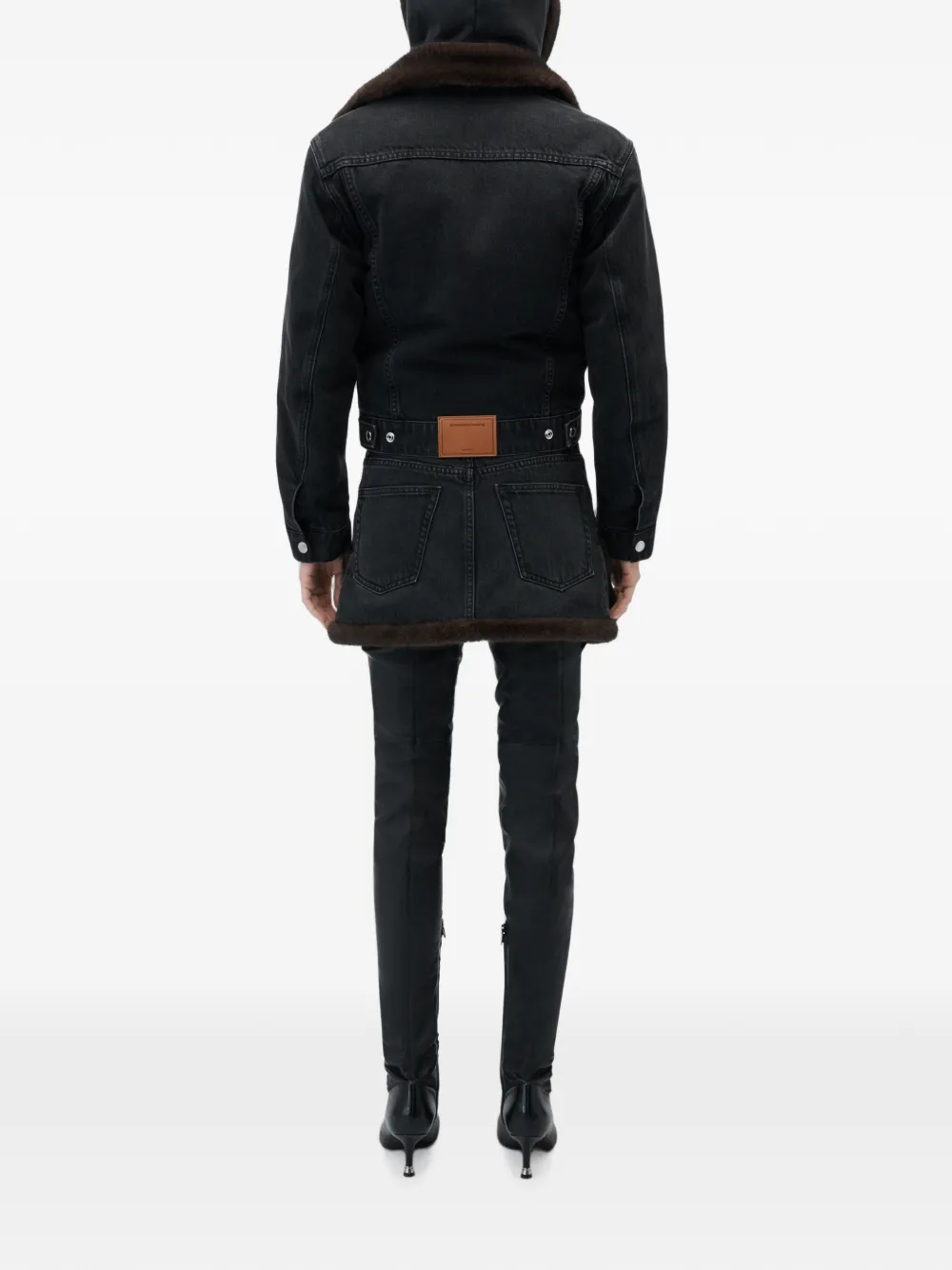 Alexander Wang Denim jack met voering van imitatielamswol Zwart