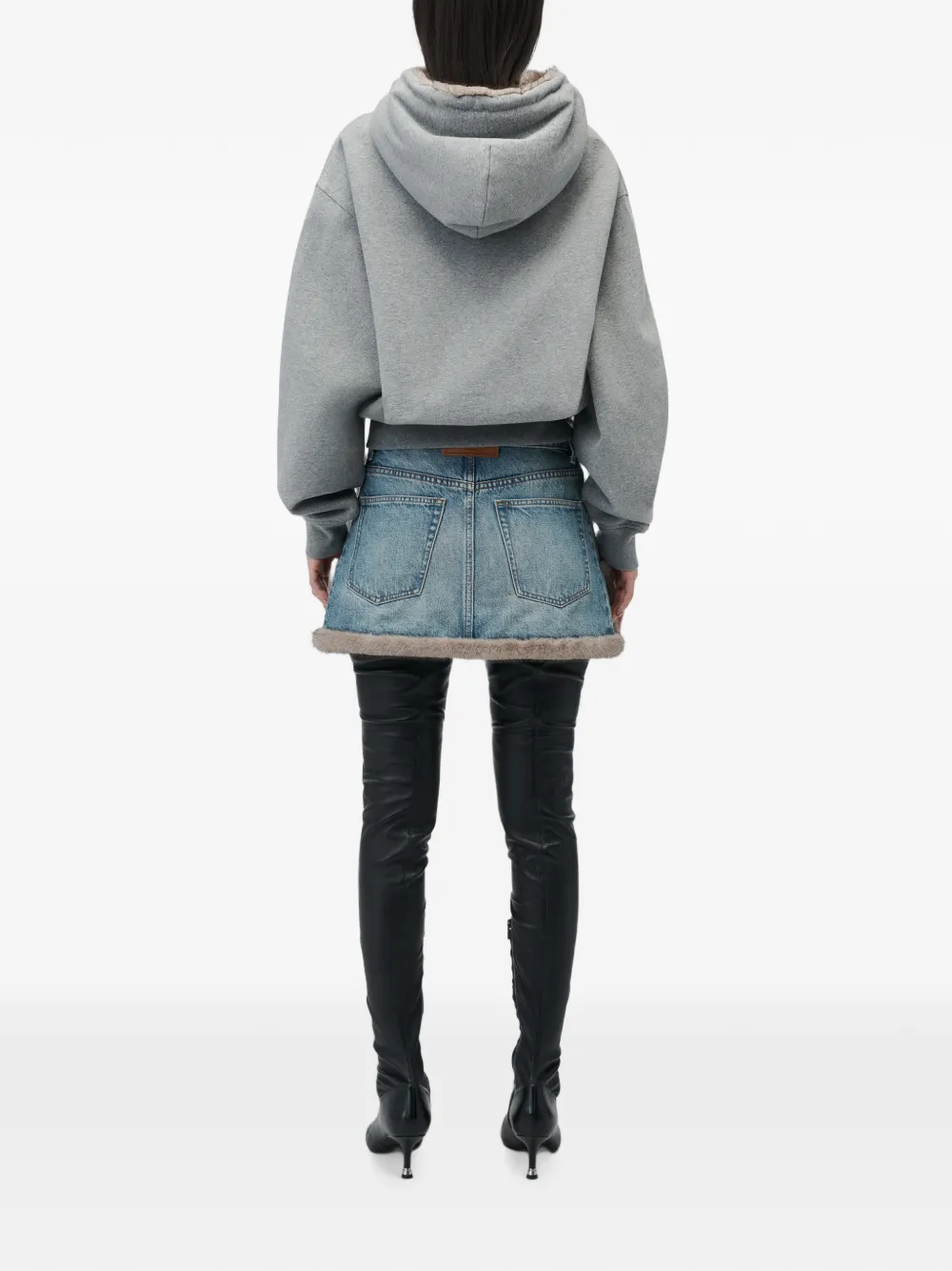 Alexander Wang Hoodie met rits en capuchon van imitatiebont Grijs