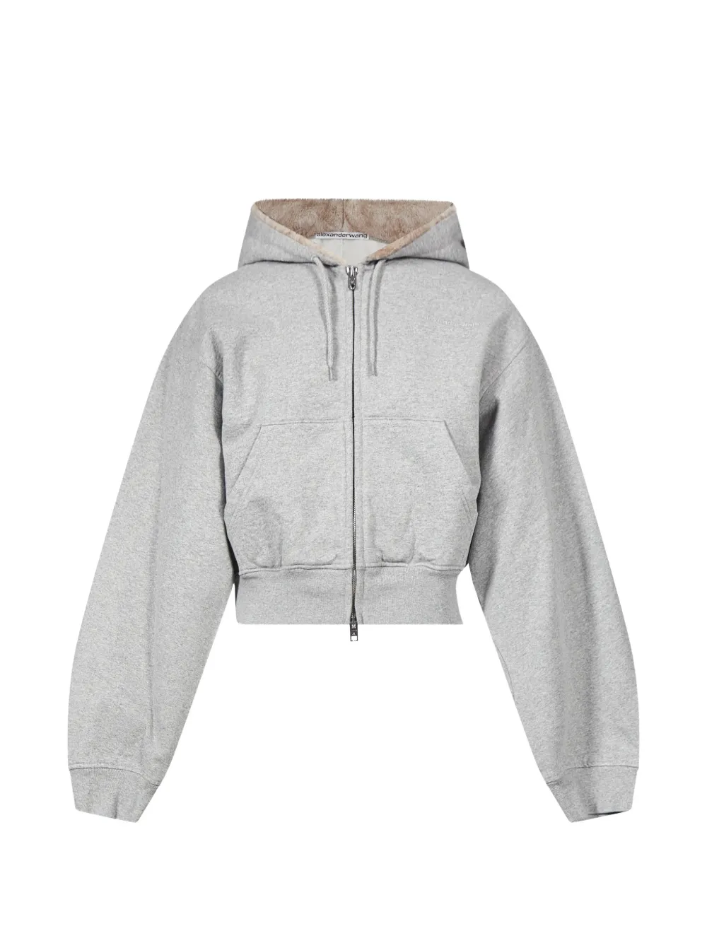 Alexander Wang faux fur hood zip-up hoodie - Grey