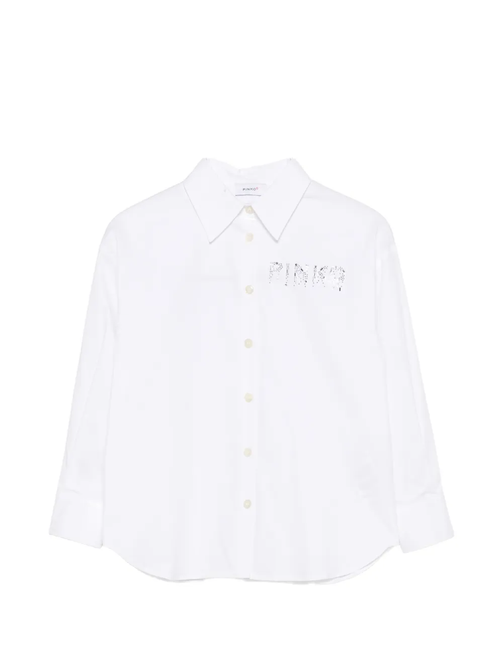 Pinko Kids crystal-embellished logo-print shirt - Weiß