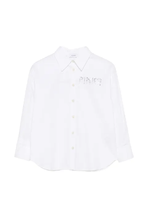 Pinko Kids crystal-embellished logo-print shirt