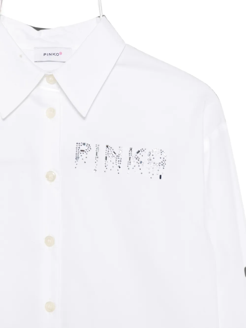 Pinko Kids Shirt verfraaid met kristallen en logoprint Wit
