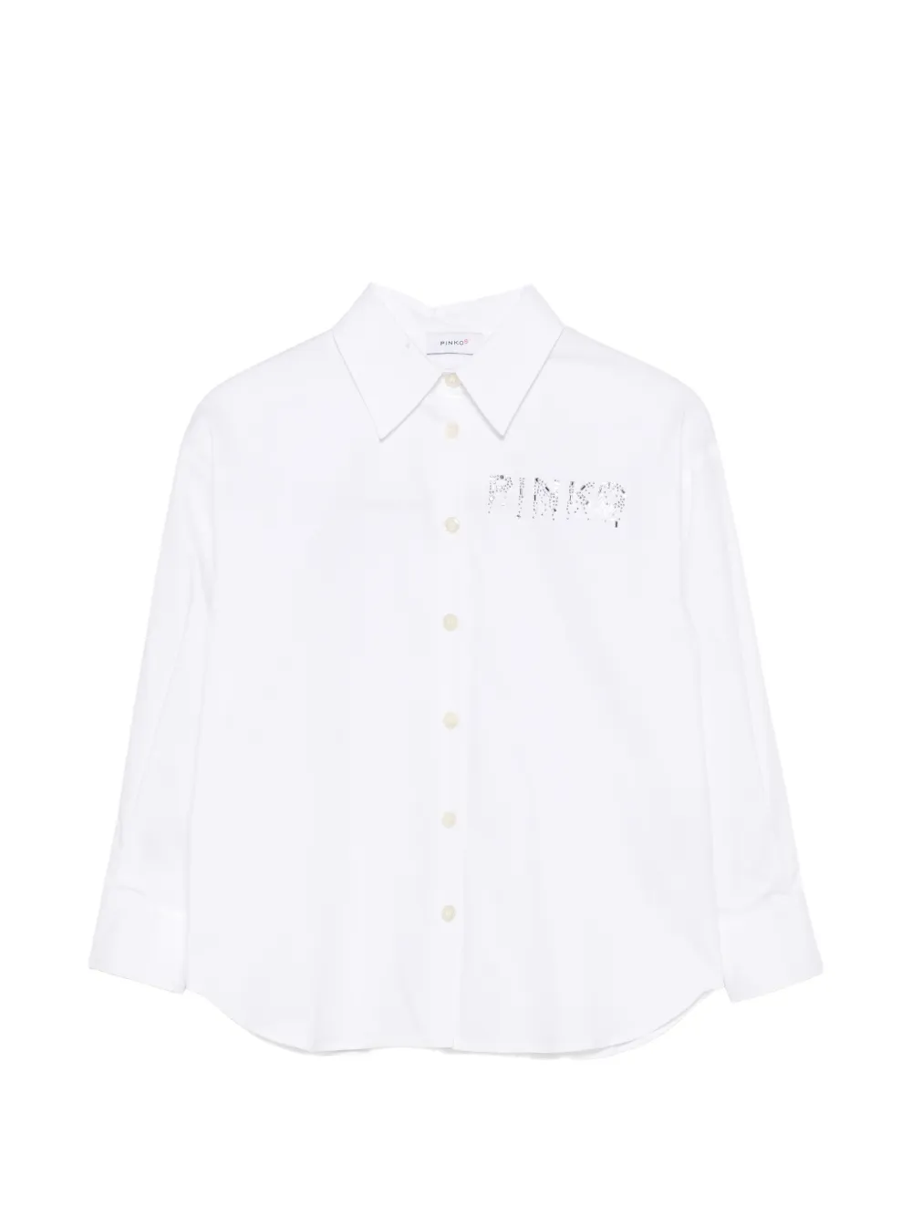 Pinko Kids crystal-embellished logo-print shirt - Bianco
