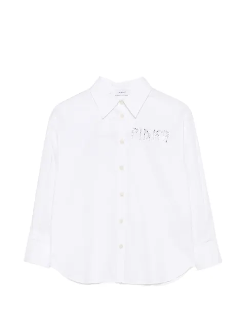 Pinko Kids crystal-embellished logo-print shirt