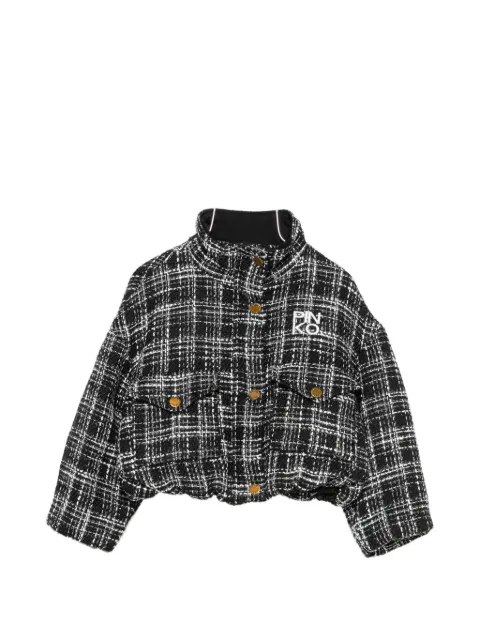 Pinko Kids tweed-check logo-embroidered jacket