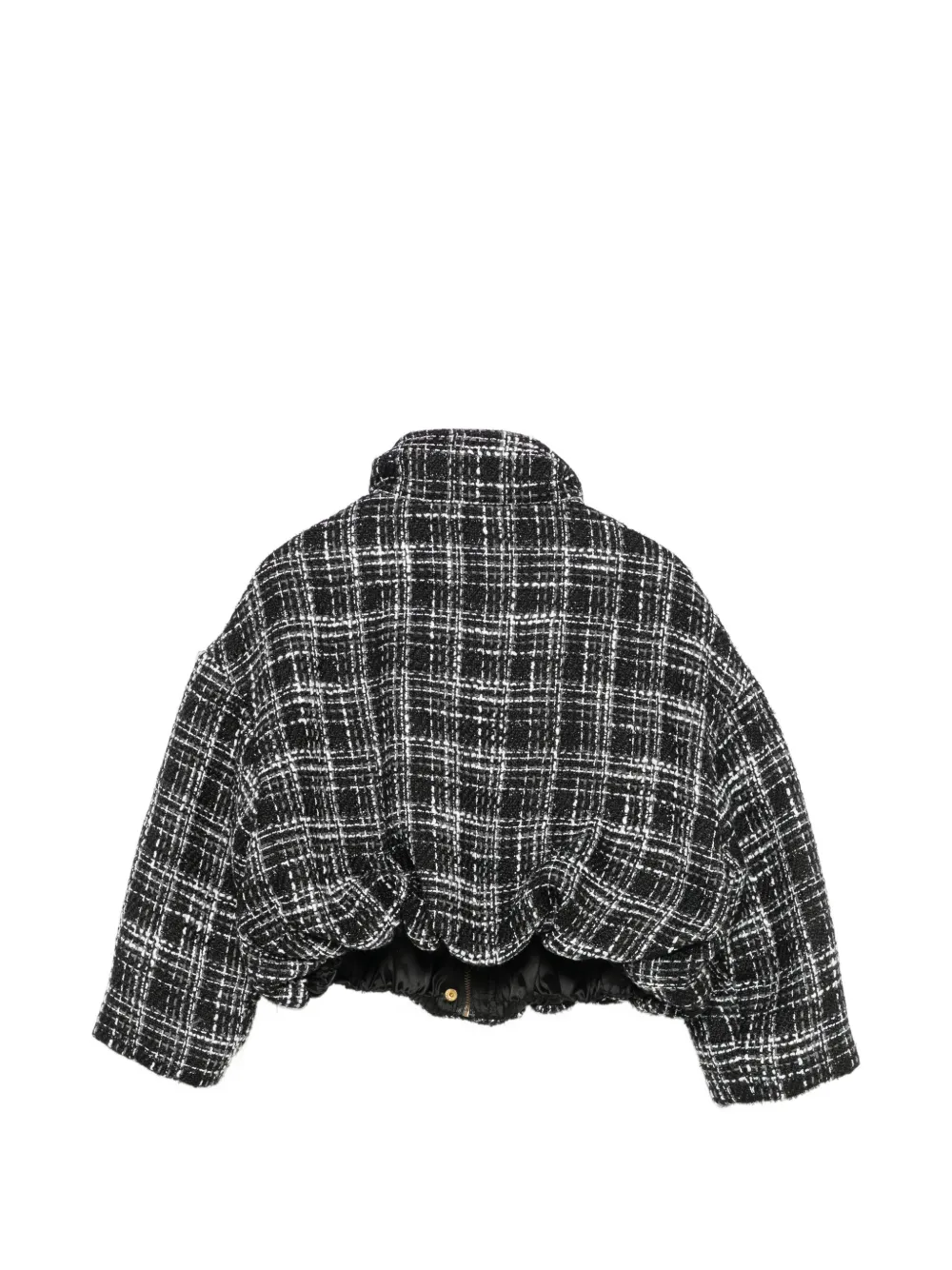 Pinko Kids Tweed geruit jack met geborduurd logo Zwart