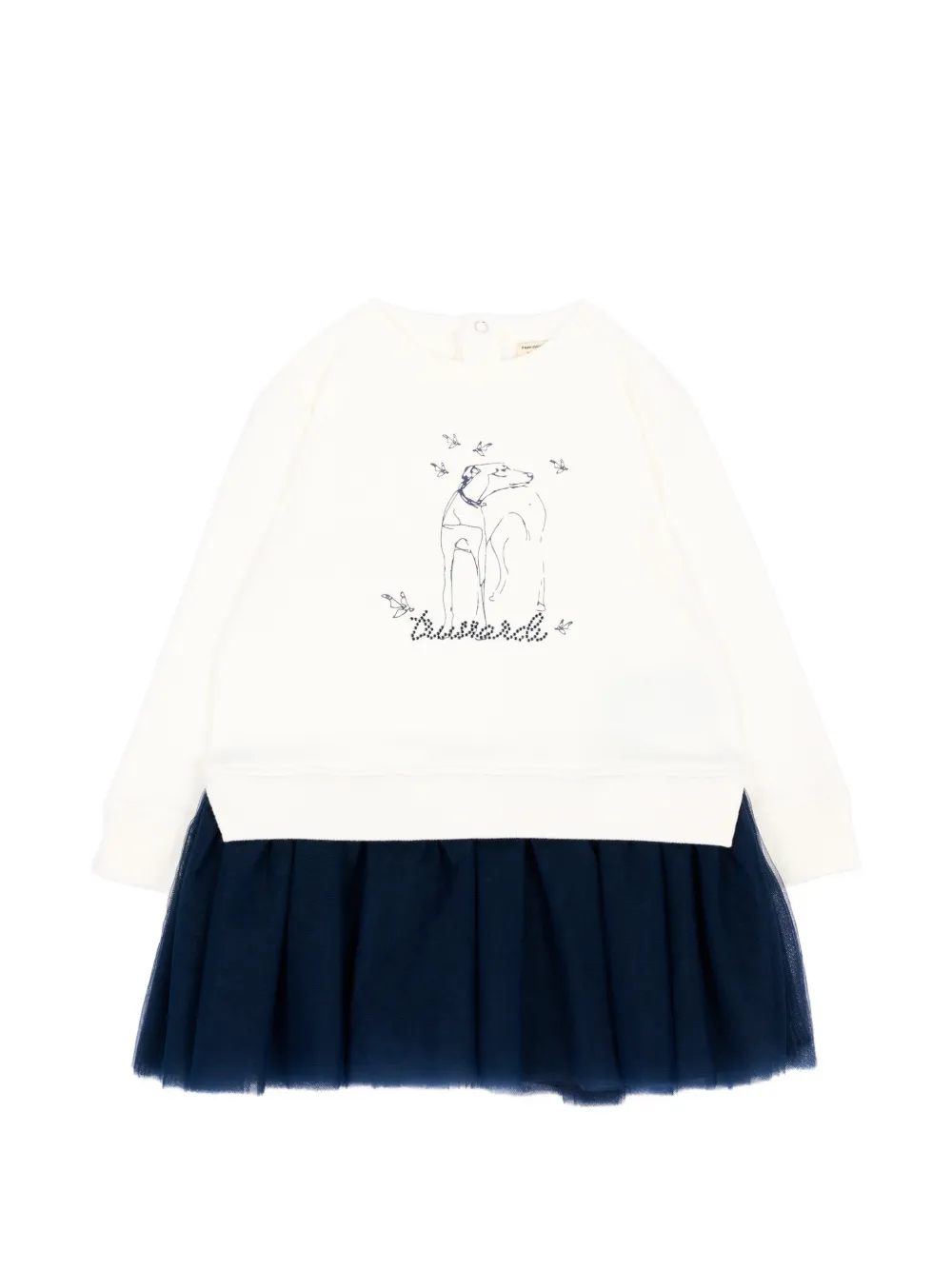 TRUSSARDI JUNIOR tulle-skirted long-sleeve dress - Toni neutri