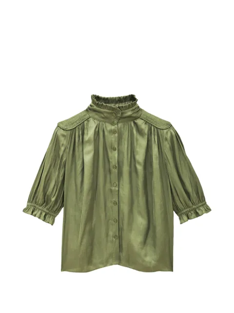 Ba&Sh blusa Camila con hombros fruncidos y ribete de volantes