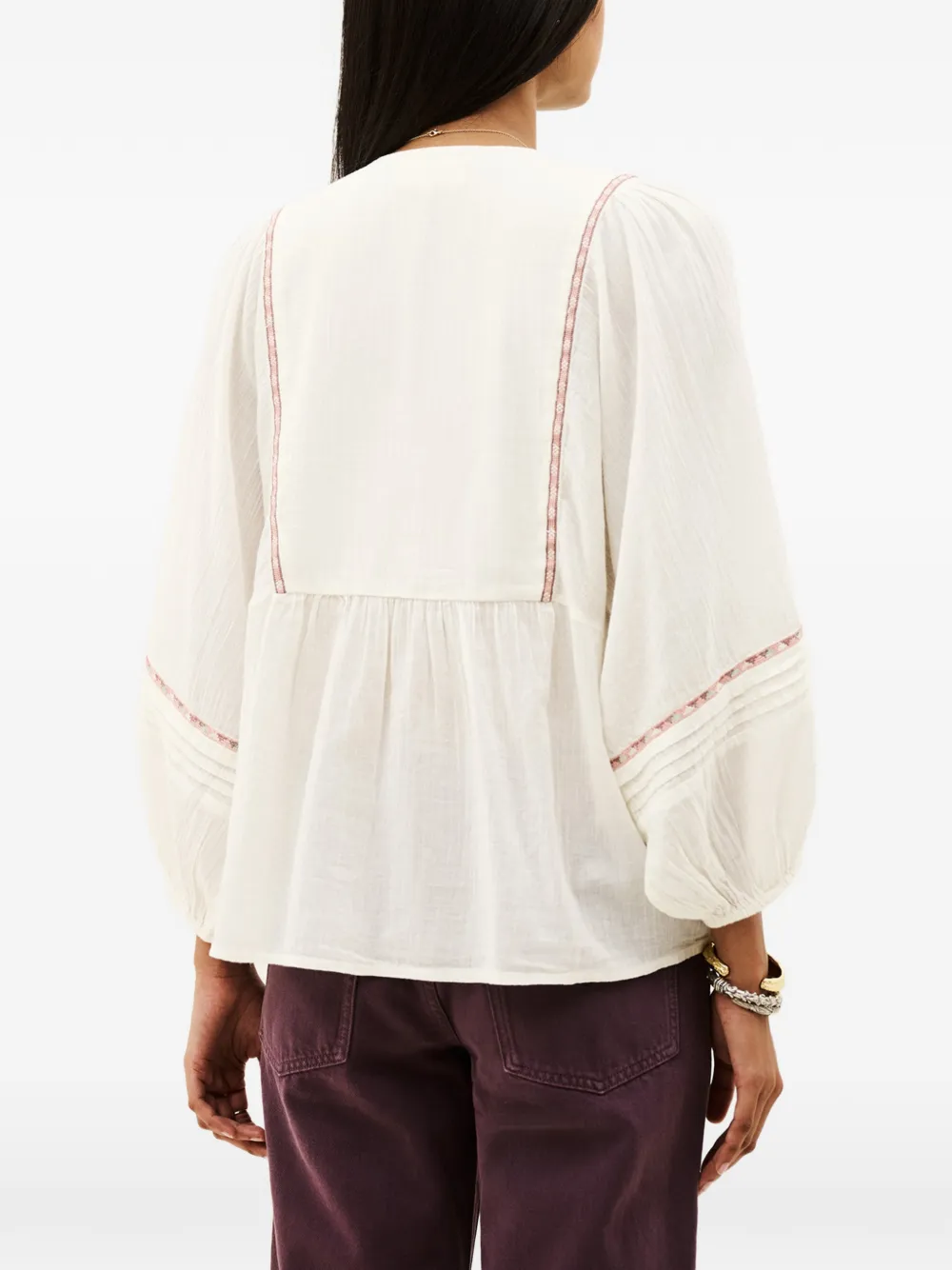 Ba&Sh Poeme blouse met geborduurd kwastje Wit