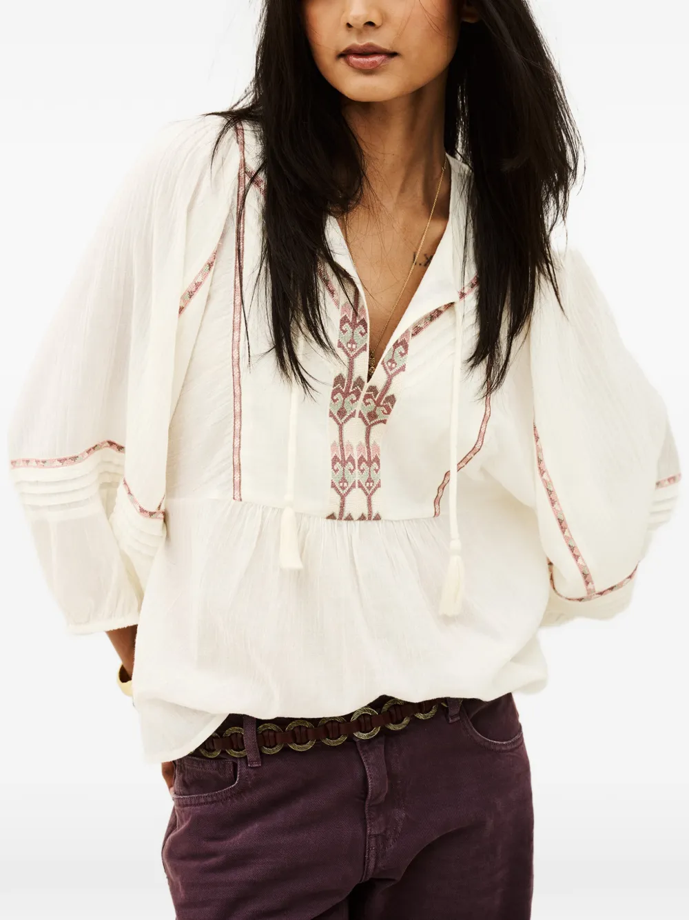 Ba&Sh Poeme blouse met geborduurd kwastje Wit