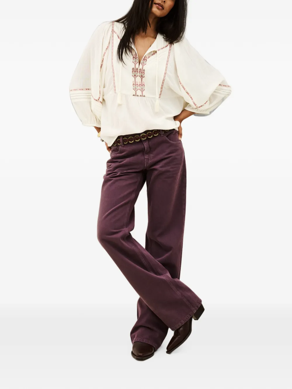 Ba&Sh Poeme blouse met geborduurd kwastje Wit