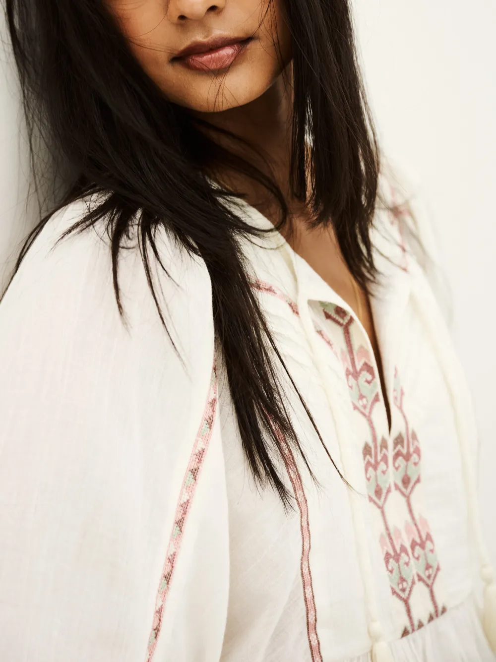 Ba&Sh Poeme blouse met geborduurd kwastje Wit