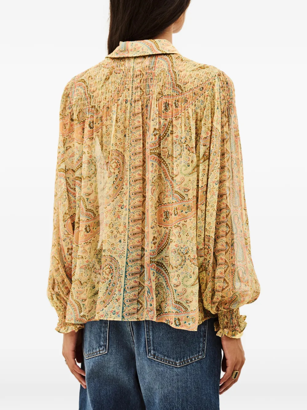 Ba&Sh Cleo gesmockte blouse met paisley-print Geel