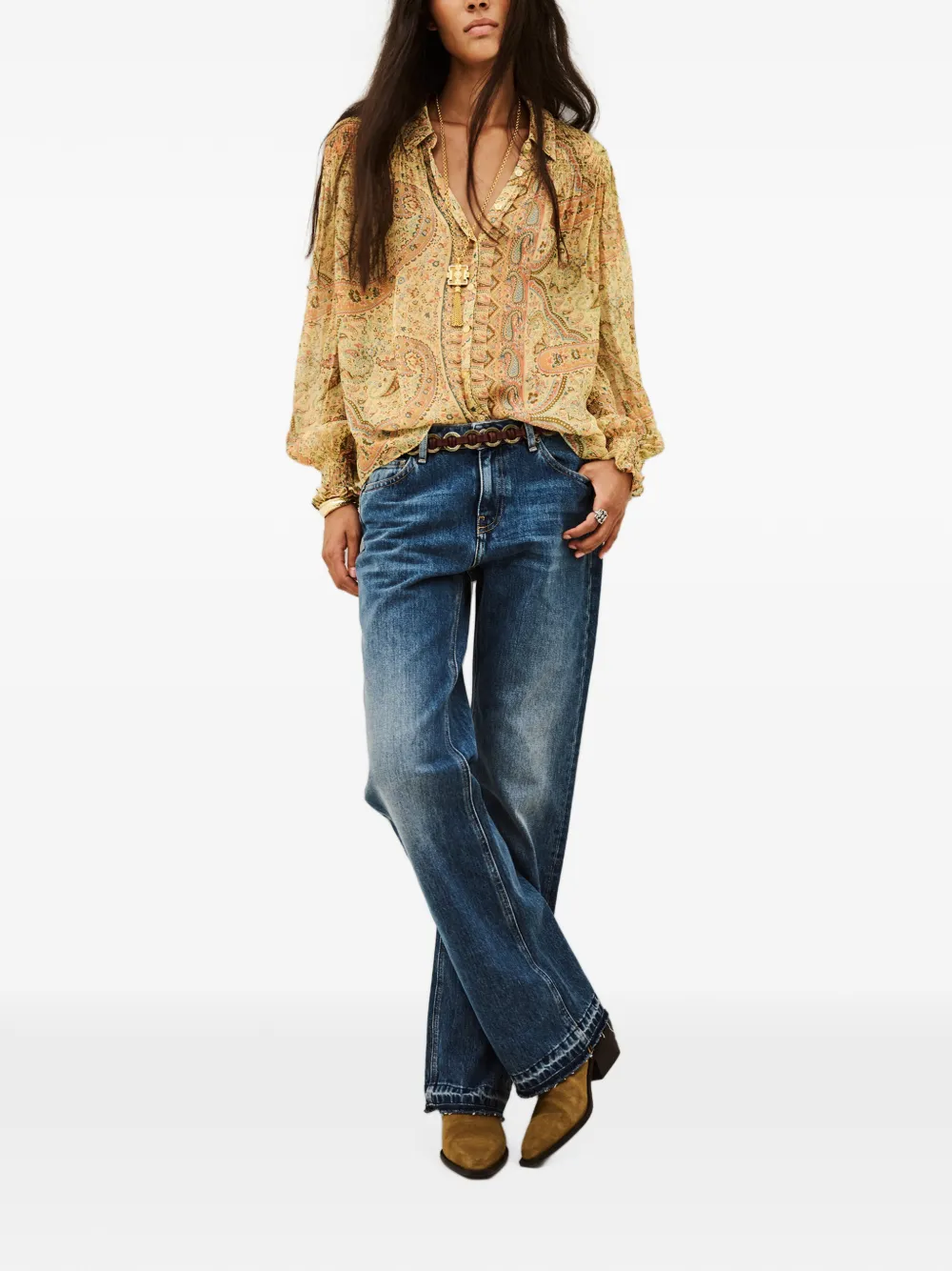Ba&Sh Cleo gesmockte blouse met paisley-print Geel