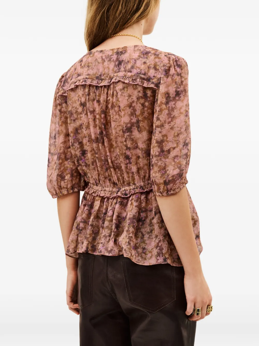 Ba&Sh Asya top met bloemenprint en ruches Roze
