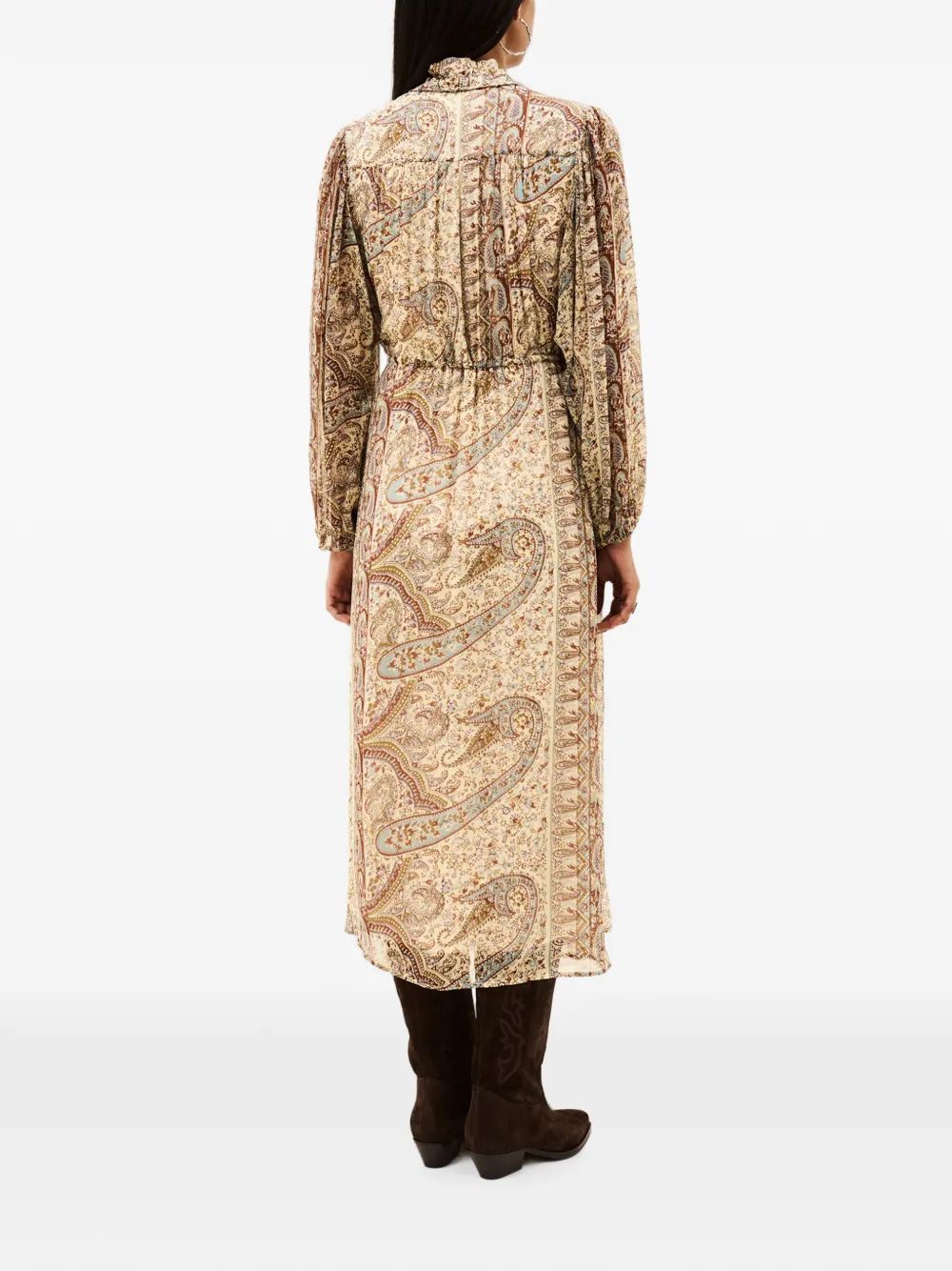 Ba&Sh Ciahara midi-blousejurk met paisley-print en ruches Beige