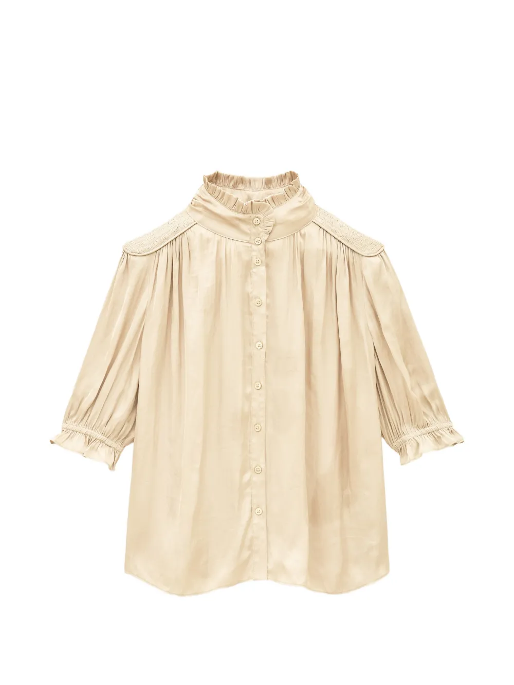 Ba&Sh Camila ruffled-collar smocked blouse - Nude