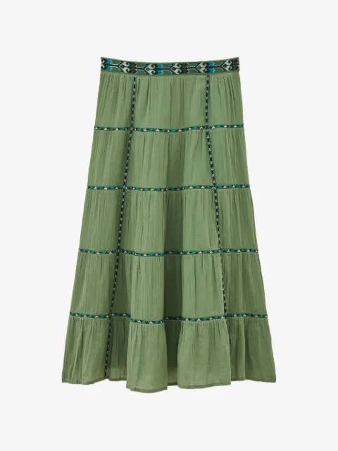 Ba&Sh Paloma tiered embroidered-waistband maxi skirt