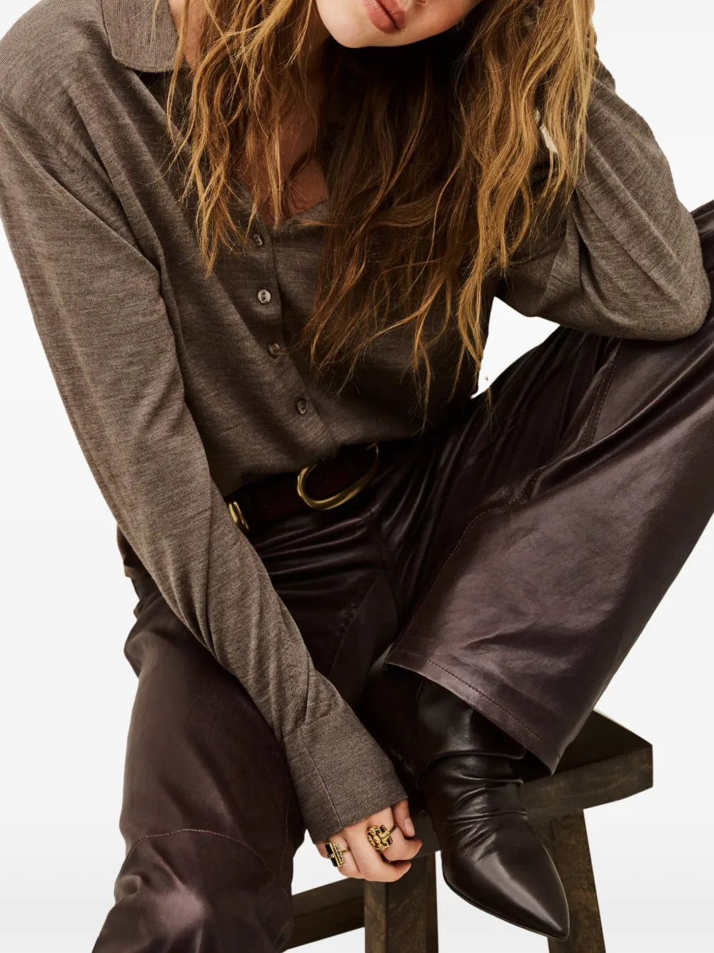 Ba&Sh Boston button-up vest met kraag Bruin