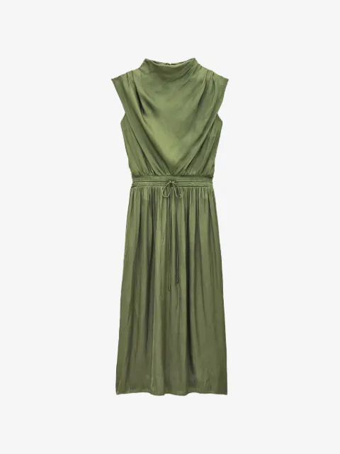 Ba&Sh Celea draped drawstring-waist midi dress