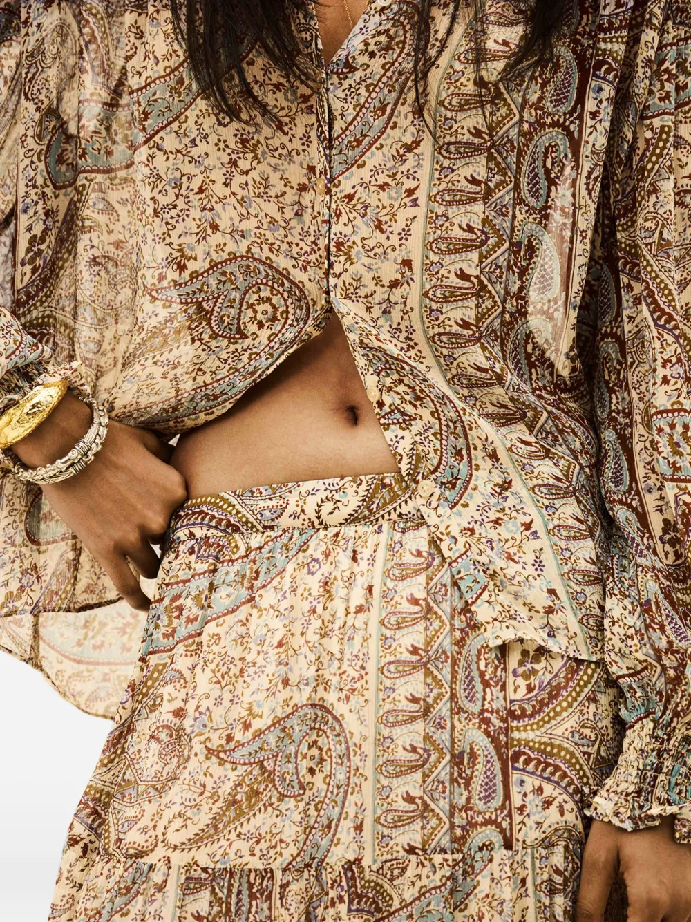 Ba&Sh Cali gelaagde maxi-rok met paisley-print Beige
