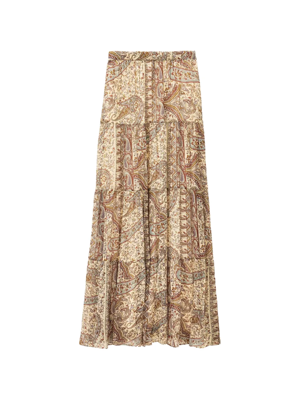 Ba&Sh Gestufter Cali Maxirock mit Paisley-Print - Nude