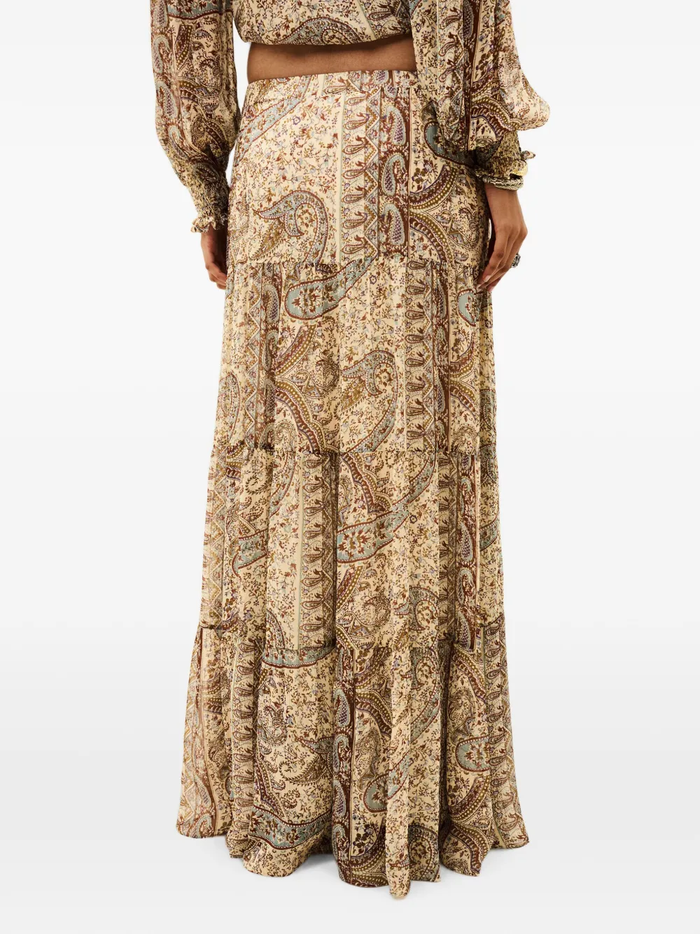 Ba&Sh Cali gelaagde maxi-rok met paisley-print Beige