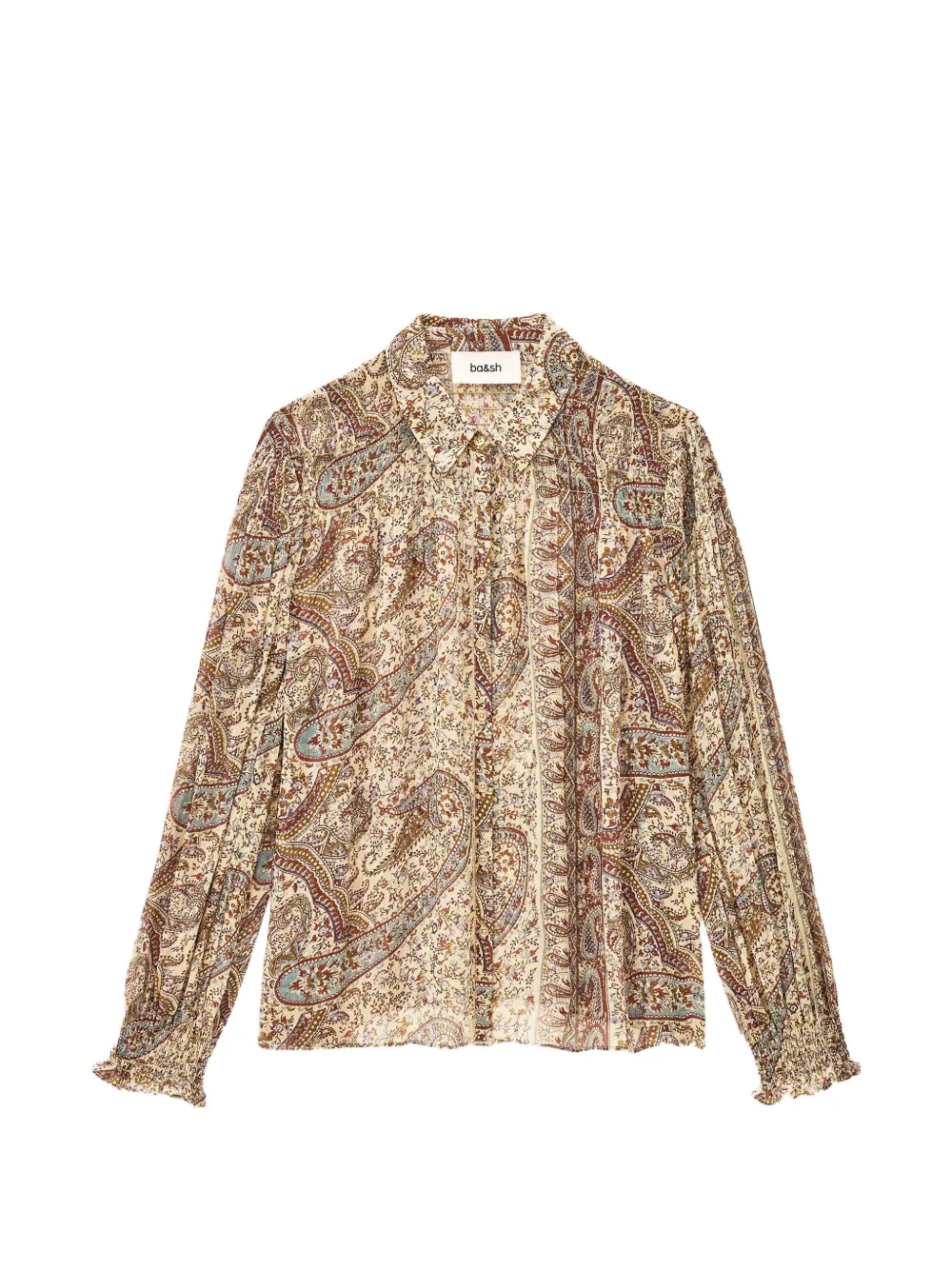 Ba&Sh paisley-print smocked-cuff shirt - Nude
