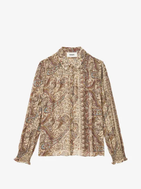 Ba&Sh paisley-print smocked-cuff shirt