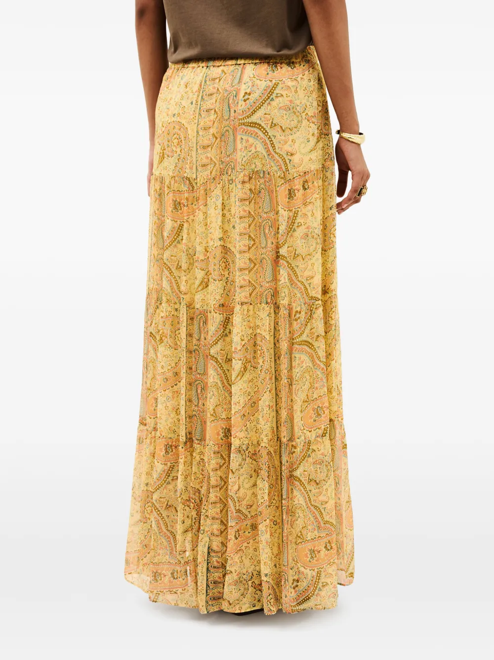 Ba&Sh Cali gelaagde maxi-rok met paisley-print Geel