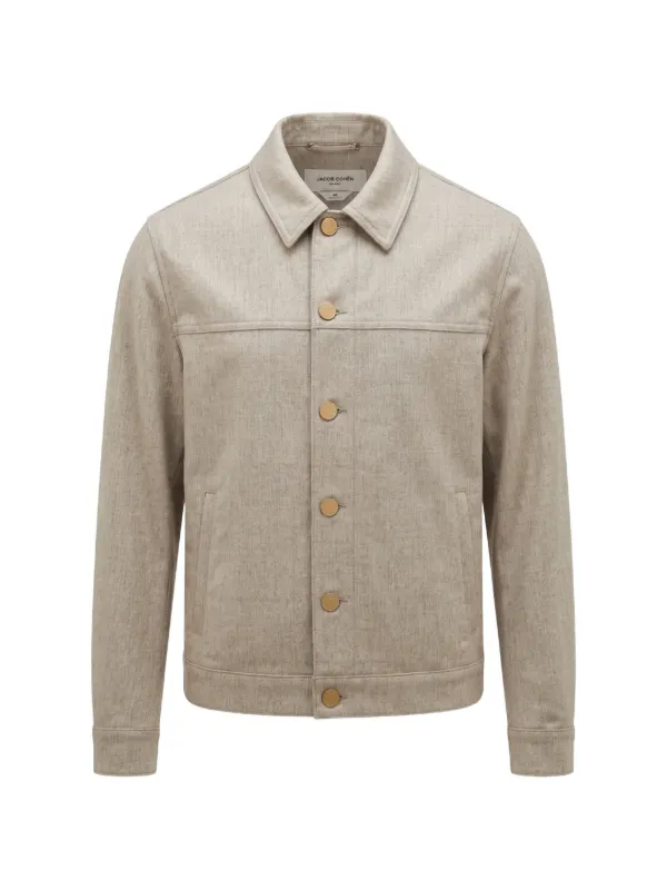 Jacob Cohën Button-up Wool Jacket in Brown