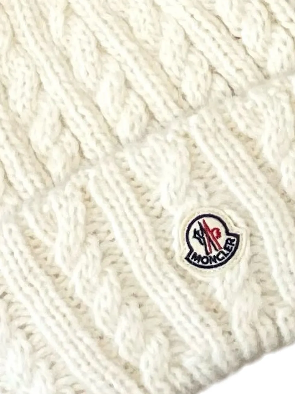 Moncler Kabelgebreide muts van wolblend Wit