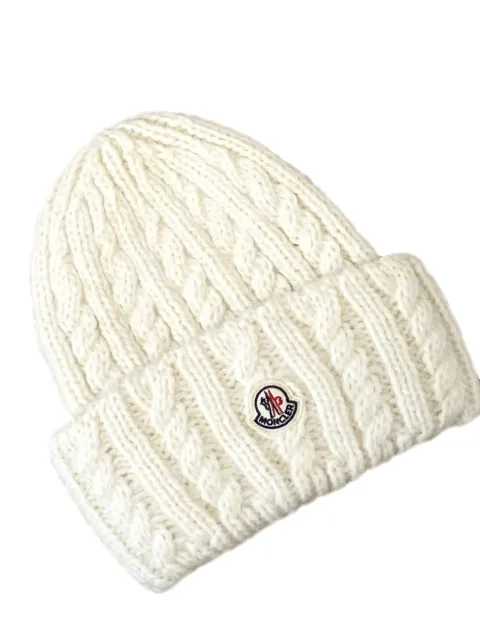 Moncler cable knit wool blend beanie hat