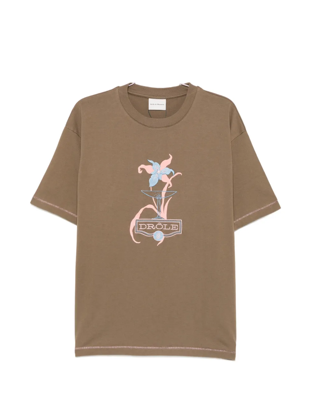 Drôle De Monsieur graphic-print cotton T-shirt - Marrone